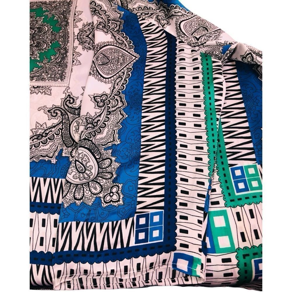 Chico’s Blue and Green Patchwork Top Blouse - Picture 7 of 9